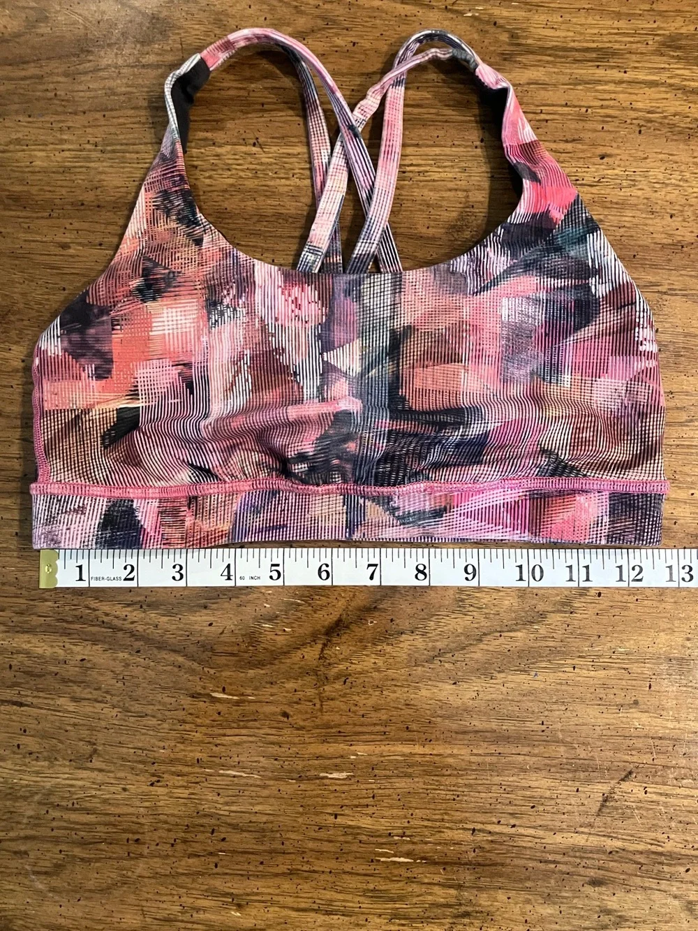 Lululemon Energy Sports Bra 6 Long Line Tank Geometric Pink Multi Print Strappy